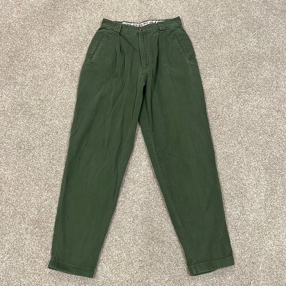 Vintage Pleated High Waisted Cotton Straight Leg Pants 90s Y2K
